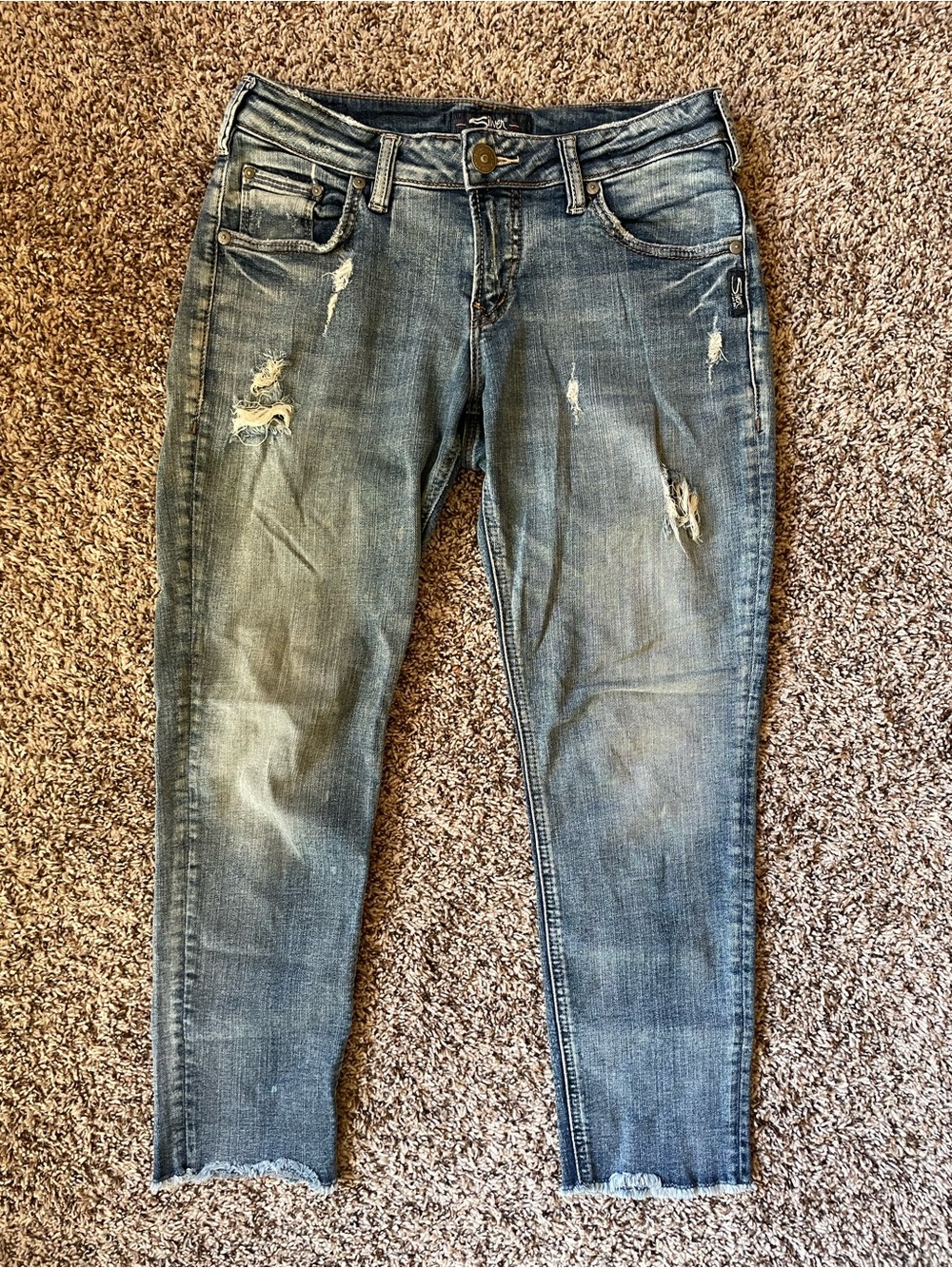 Silver Jeans SAM Raw Hem Cropped Ankle Distressed Style size W26 / L25